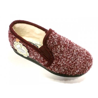 Zapatillas de casa paño jaspeado La Cadena pura lana Burdeos Zapatillas de casa paño jaspeado La Cadena pura lana Burdeos