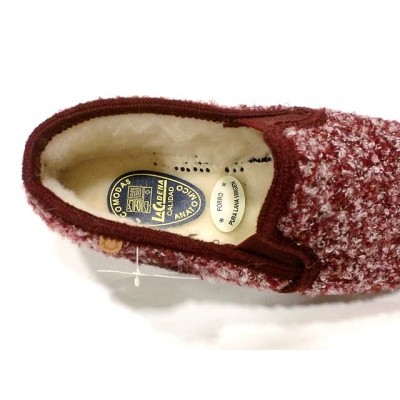 Zapatillas de casa paño jaspeado La Cadena pura lana Burdeos forro interior Zapatillas de casa paño jaspeado La Cadena pura lana Burdeos forro interior