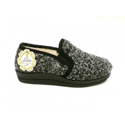 Zapatillas de casa paño jaspeado La Cadena pura lana Gris Zapatillas de casa paño jaspeado La Cadena pura lana Gris