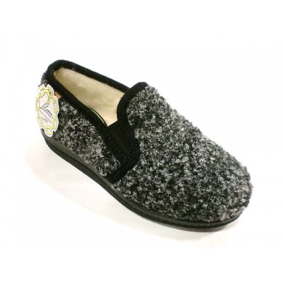 Zapatillas de casa paño jaspeado La Cadena pura lana Gris Zapatillas de casa paño jaspeado La Cadena pura lana Gris