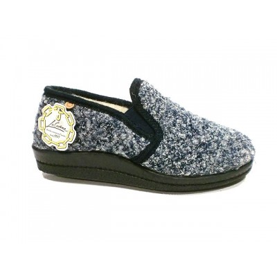Zapatillas de casa paño jaspeado La Cadena pura lana Marino Zapatillas de casa paño jaspeado La Cadena pura lana Marino