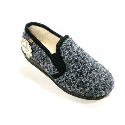 Zapatillas de casa paño jaspeado La Cadena pura lana Marino Zapatillas de casa paño jaspeado La Cadena pura lana Marino