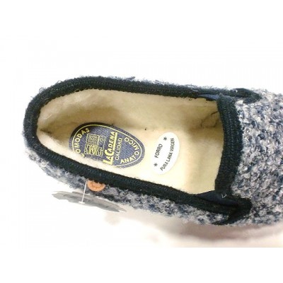 Zapatillas de casa paño jaspeado La Cadena pura lana Marino Zapatillas de casa paño jaspeado La Cadena pura lana Marino