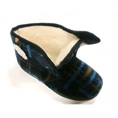 Zapatillas abotinadas dacha forro lana La Cadena 65211 Velcro Marino