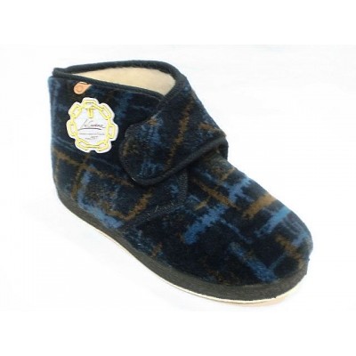 Zapatillas abotinadas dacha forro lana La Cadena 65211 Velcro Marino