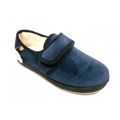 Zapatillas para casa paño con velcro forro lana La Cadena 65327 Azul Zapatillas para casa paño con velcro forro lana La Cadena 65327 Azul
