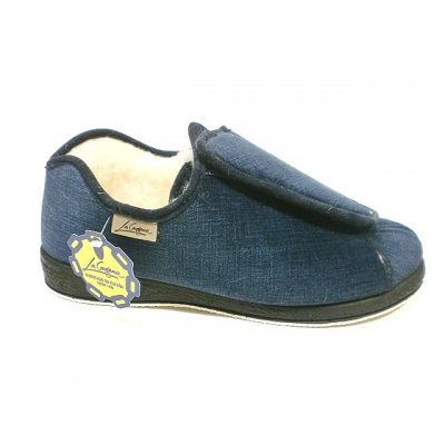 Zapatillas casa Ancho Especial velcro lana La Cadena Paño Terciopelo Marino