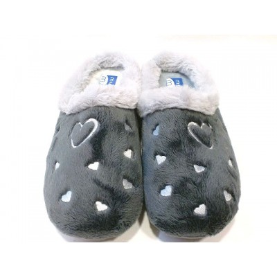 Zapatillas mujer para casa Muro Terciopelo Corazones Antracita Zapatillas mujer para casa Muro Terciopelo Corazones Antracita