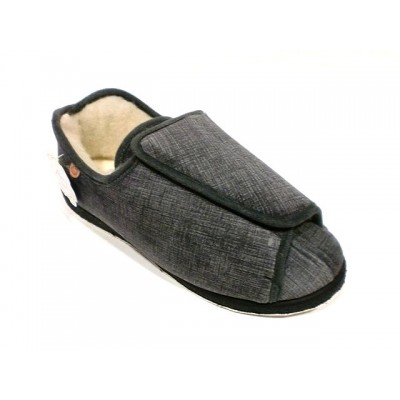 Zapatillas casa Ancho Especial velcro lana La Cadena Paño Terciopelo Gris Zapatillas casa Ancho Especial velcro lana La Cadena Paño Terciopelo Gris
