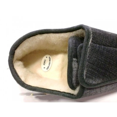 Zapatillas casa Ancho Especial velcro lana La Cadena Paño Terciopelo Gris Zapatillas casa Ancho Especial velcro lana La Cadena Paño Terciopelo Gris