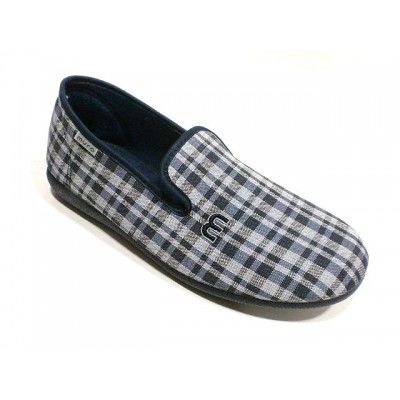 Zapatillas tela algodon Muro cerrada Cuadros Marino Zapatillas tela algodon Muro cerrada Cuadros Marino