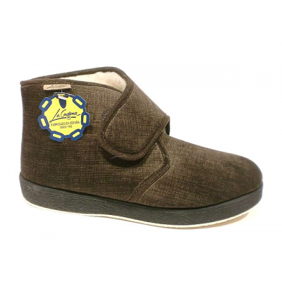 Zapatillas para casa abotinada paño pura lana La Cadena con velcro Marron Zapatillas para casa abotinada paño pura lana La Cadena con velcro Marron