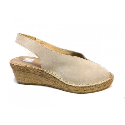 Alpargatas Descalzas cuña esparto piel puntera abierta Pasfor Beige Alpargatas Descalzas cuña esparto piel puntera abierta Pasfor Beige