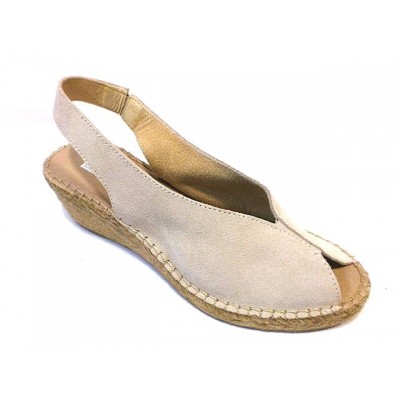 Alpargatas Descalzas cuña esparto piel puntera abierta Pasfor Beige Alpargatas Descalzas cuña esparto piel puntera abierta Pasfor Beige