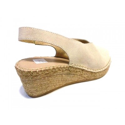Alpargatas Descalzas cuña esparto piel puntera abierta Pasfor Beige Alpargatas Descalzas cuña esparto piel puntera abierta Pasfor Beige
