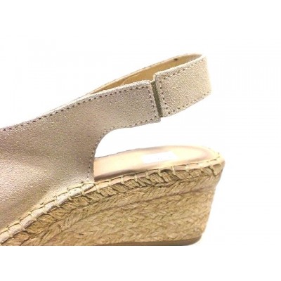 Alpargatas Descalzas cuña esparto piel puntera abierta Pasfor Beige Alpargatas Descalzas cuña esparto piel puntera abierta Pasfor Beige