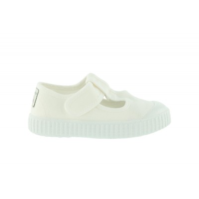 Sandalia lona puntera goma Victoria 36625 Blanco