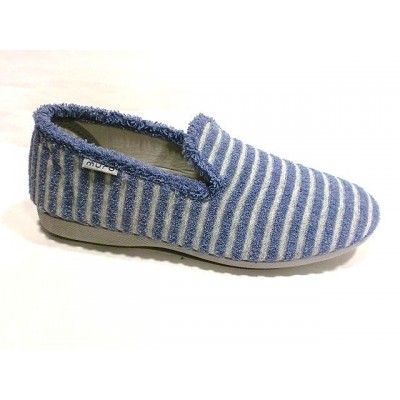 Zapatillas de casa cerradas toalla algodon Muro Rayas Azul Zapatillas de casa cerradas toalla algodon Muro Rayas Azul