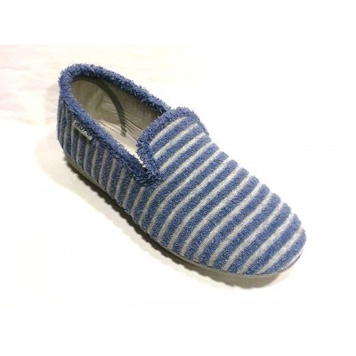 Zapatillas de casa cerradas toalla algodon Muro Rayas Azul