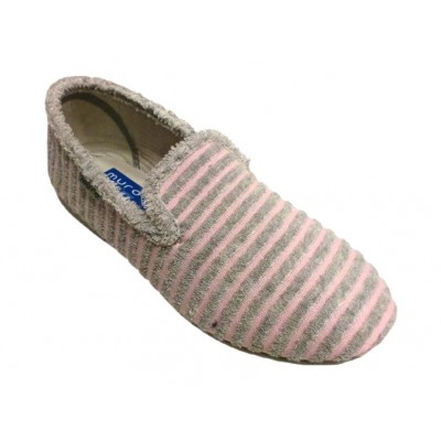 Zapatillas de casa cerradas toalla algodon Muro Rayas Gris Zapatillas de casa cerradas toalla algodon Muro Rayas Gris