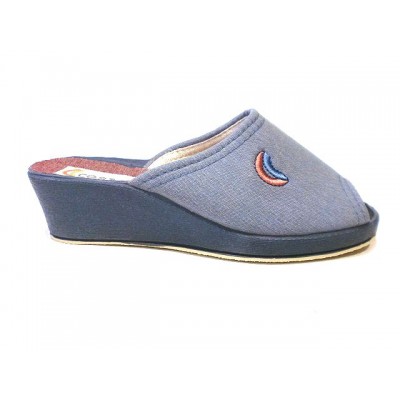 Zapatillas con cuña Costa Puntera abierta tela algodón Aguamar