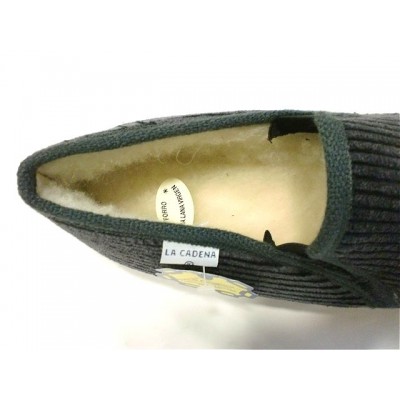 Zapatillas pana forro lana La Cadena 65683 Gris