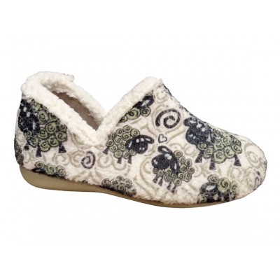 Zapatillas de estar por casa con cuña para mujer Gema García 7632 Oveja Verde