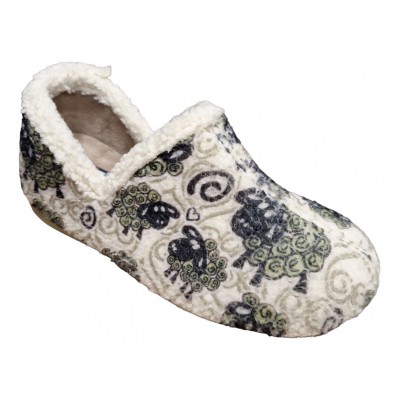 Zapatillas de estar por casa con cuña para mujer Gema García 7632 Oveja Verde 2