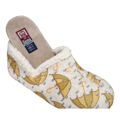 Zapatillas de estar por casa con cuña para mujer Gema García 7632 Oveja Amarillo plantilla extraíble