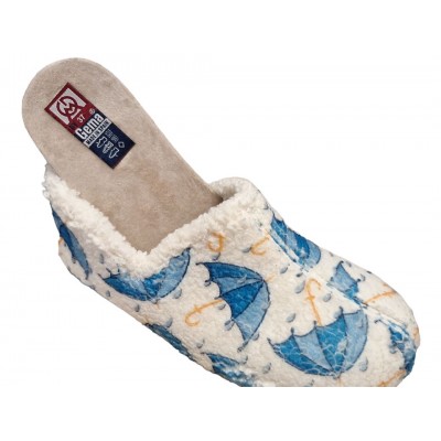 Zapatillas de estar por casa con cuña para mujer Gema García 7632 Oveja Azul plantilla extraíble