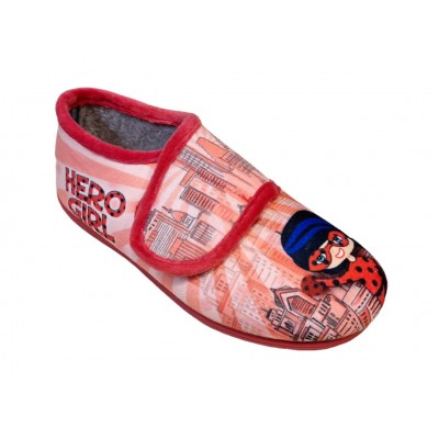 Zapatillas casa con velcro para niños Natalia Hero Girl Lady Bug ajuste de velcro
