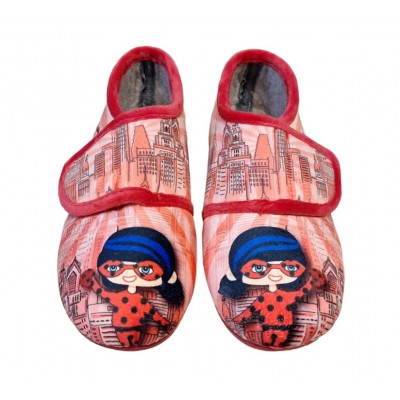 Zapatillas casa con velcro para niños Natalia Hero Girl Lady Bug