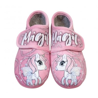 Zapatillas casa con velcro para niños Natalia Unicornios