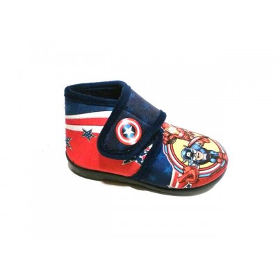 Zapatillas casa abotinadas con velcro Natalia Super Heroes