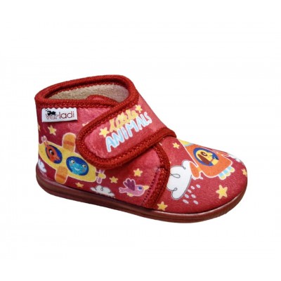 Zapatillas de casa para niños Vul-Ladi abotinada velcro Cohete Rojo cierre de velcro