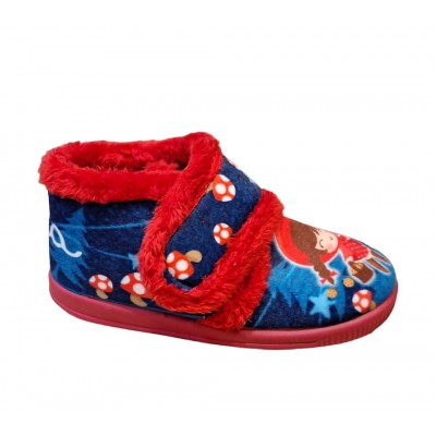 Zapatillas casa abotinada con velcro Vulca-Bicha Caperucita ajuste de velcro