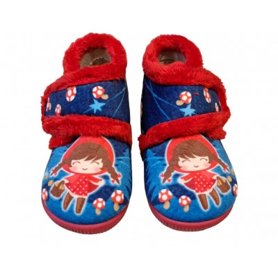 Zapatillas casa abotinada con velcro Vulca-Bicha Caperucita