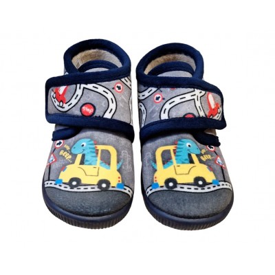 Zapatillas casa abotinada con velcro Vulca-Bicha Dinosaurio