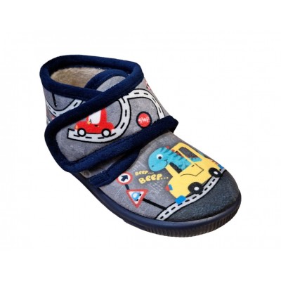 Zapatillas casa abotinada con velcro Vulca-Bicha Dinosaurio ajuste de velcro