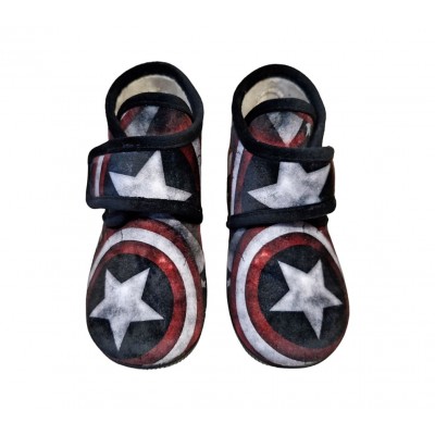 Zapatillas casa abotinada con velcro Vulca-Bicha Escudo Capitán América