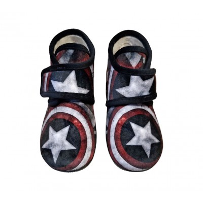 Zapatillas casa abotinada con velcro Vulca-Bicha Escudo Capitán América Zapatillas casa abotinada con velcro Vulca-Bicha Escudo Capitán América