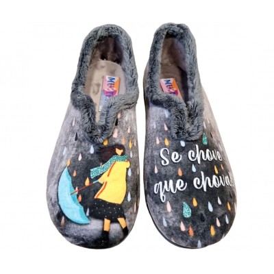 Zapatillas de casa cerrada Muyter Galegadas "Se Chove que Chova" Zapatillas de casa cerrada Muyter Galegadas "Se Chove que Chova"