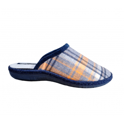 Zapatillas casa J´ortega Confort Flex Paño Cuadros Naranja