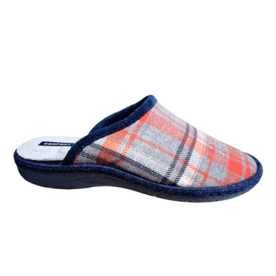 Zapatillas casa J´ortega Confort Flex Paño Cuadros Rojo