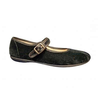 Zapatillas Merceditas Batillas terciopelo Hebilla Negro