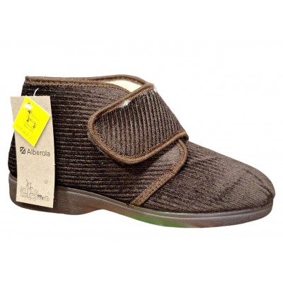 Zapatillas para casa abotinadas pana forro lana Alberola Marron