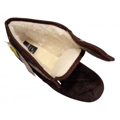 Zapatillas para casa abotinadas pana forro lana Alberola Marron forro interior