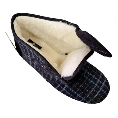 Zapatillas para casa abotinadas paño cuadros forro lana Alberola forro térmico Zapatillas para casa abotinadas paño cuadros forro lana Alberola forro térmico