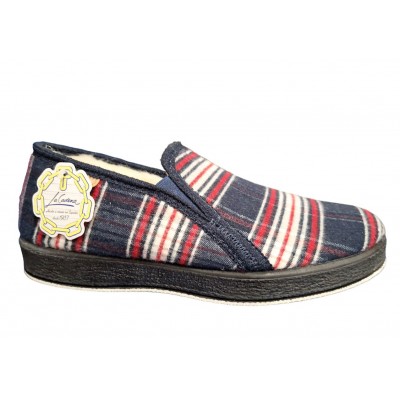 Zapatillas paño forro pura lana La Cadena 65213 Marino