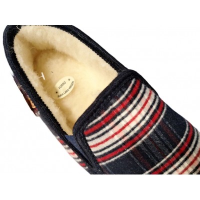 Zapatillas paño forro pura lana La Cadena 65213 Marino forro interior